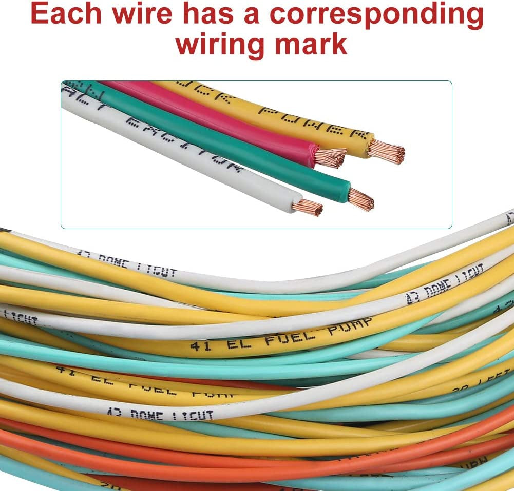WMPHE 21 Circuit Wiring Harness Long Wires Painless Wiring Harness Kit 18 Fuses