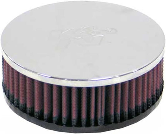 High-Flow Original Lifetime Universal Clamp-On Air Filter: High Performance, Premium, Washable: Flange Diameter: 2 In, Filter Height: 2 In, Flange Length: 0.625 In, Shape: Round, RC-2440