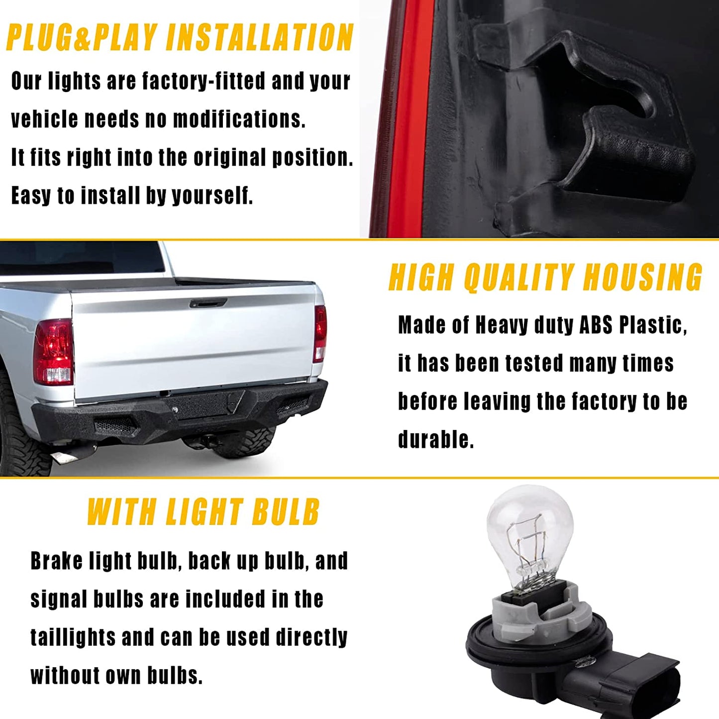 Left Side Tail Light Compatible with 2009-2018 Dodge Ram 1500 2500 3500 - Bulb I