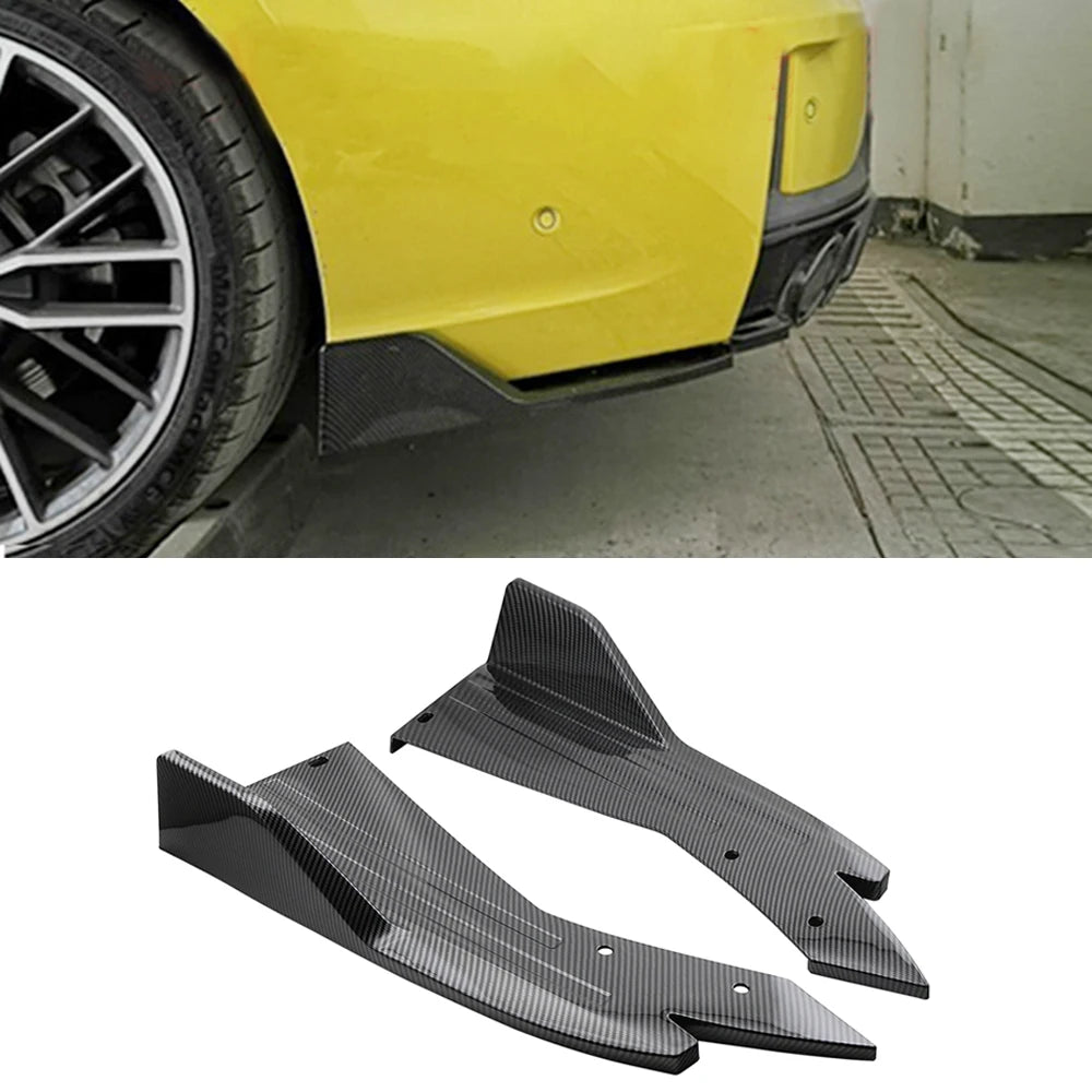 2PCS Rear Bumper Lip Splitter Universal Car Side Fender Fins Body Lip Spoiler Chin Side Skirt Protector Covers Carbon Fiber