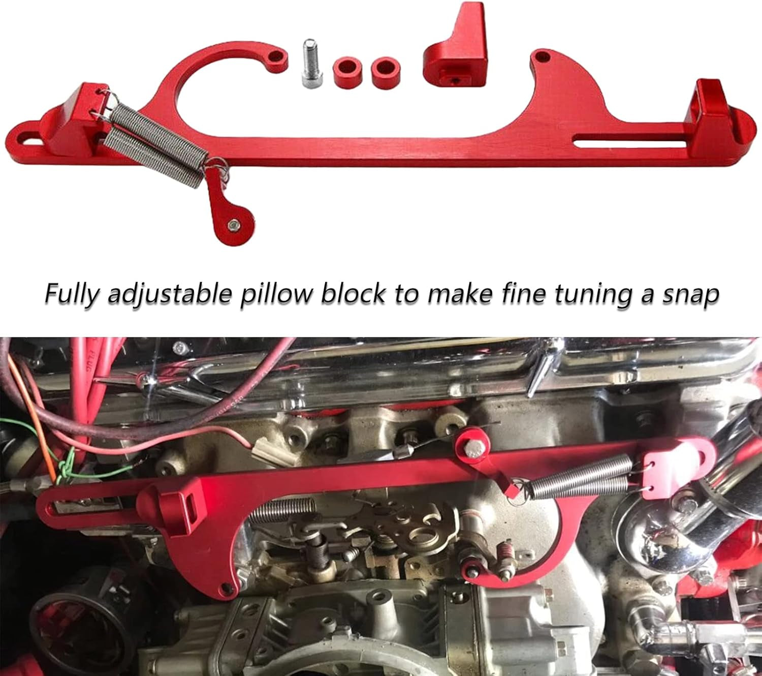 Throttle Cable Bracket for 4150 4160 Carburetors Billet Aluminum Adjustable Anodized Red