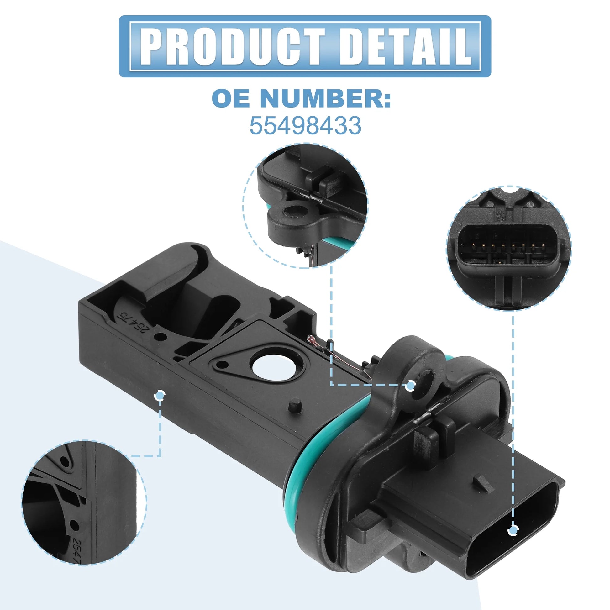 55498433 Car Mass Air Flow Sensor Meter MAF Sensor Airflow Replacement for Chevrolet Cruze L, LS, LT