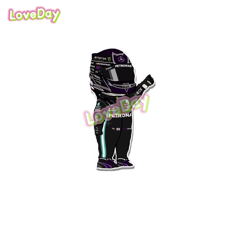 F1 Racing Cartoon Racer Sticker Motorcycle Sticker Vinyl Waterproof Glass Decals Sports Car Sticker Die Cut Sticker Auto Parts