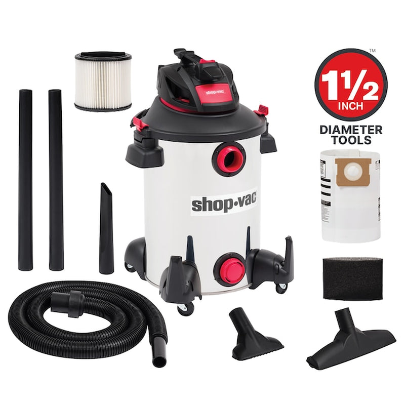12-Gallon 6.0 HP Corded Wet/Dry Shop Vacuum with Accessories Included