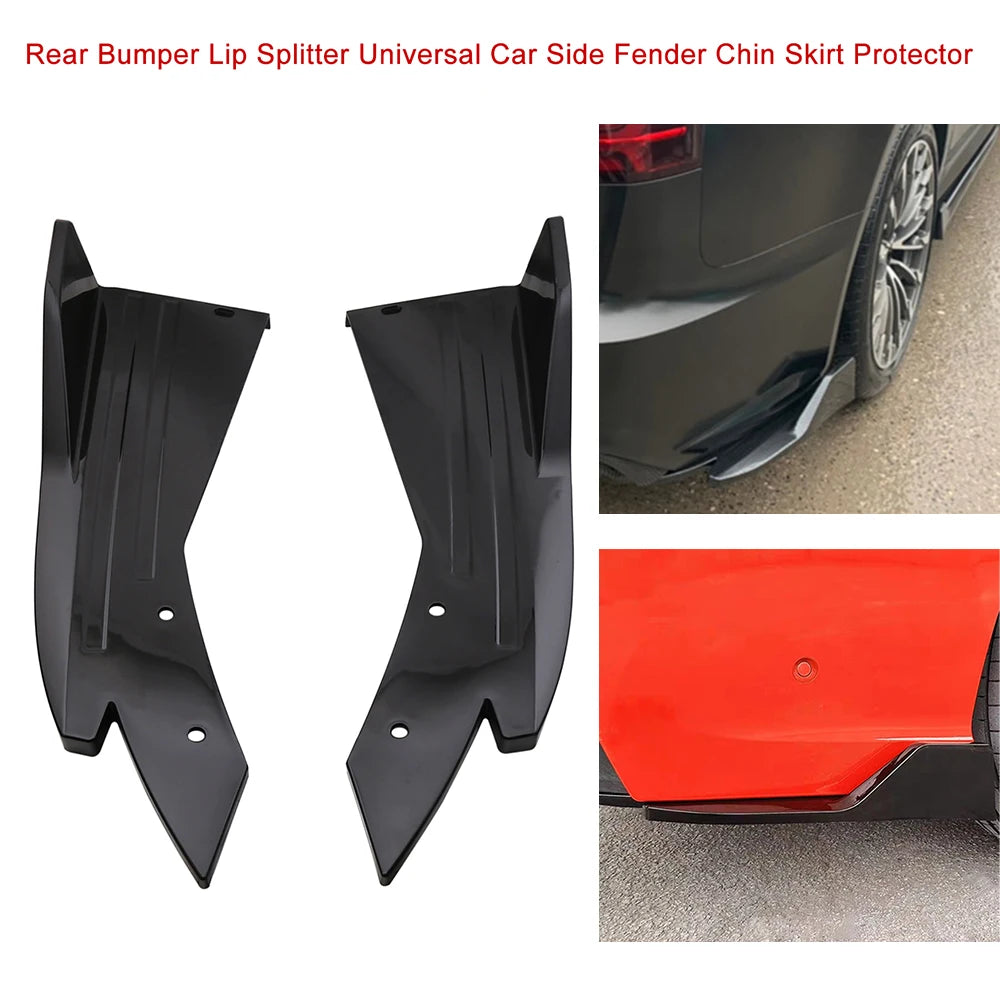 2PCS Rear Bumper Lip Splitter Universal Car Side Fender Fins Body Lip Spoiler Chin Side Skirt Protector Covers Carbon Fiber