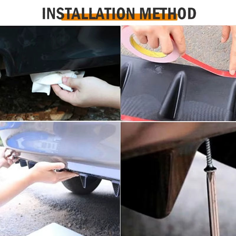 Universal Car Rear Bumper Lip ABS Double Wing Rear Shark Chassis Fin Style Curved Bumper Lip Diffuser Anti-Collision 2 in 1
