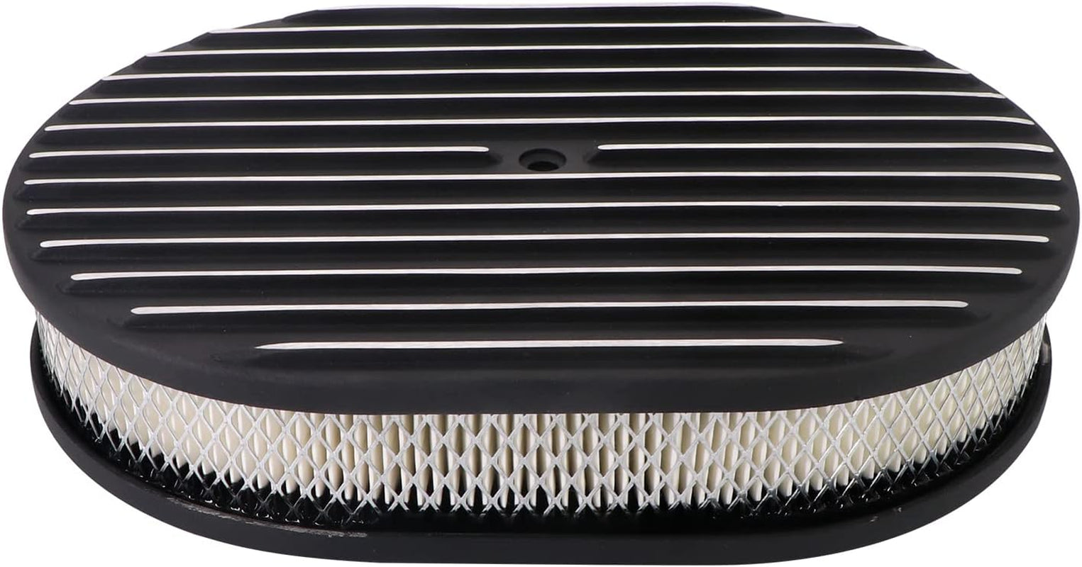 12" Oval Classic Full Finned Black Air Cleaner Kit
