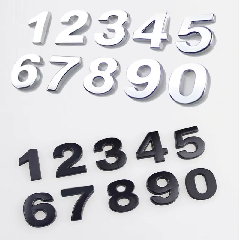1Pc 3D Metal DIY Letters Logo Alphabet Emblem Numbers Chrome Labeling Car Trunk Sticker Digital Badge Motorcycle Accessories