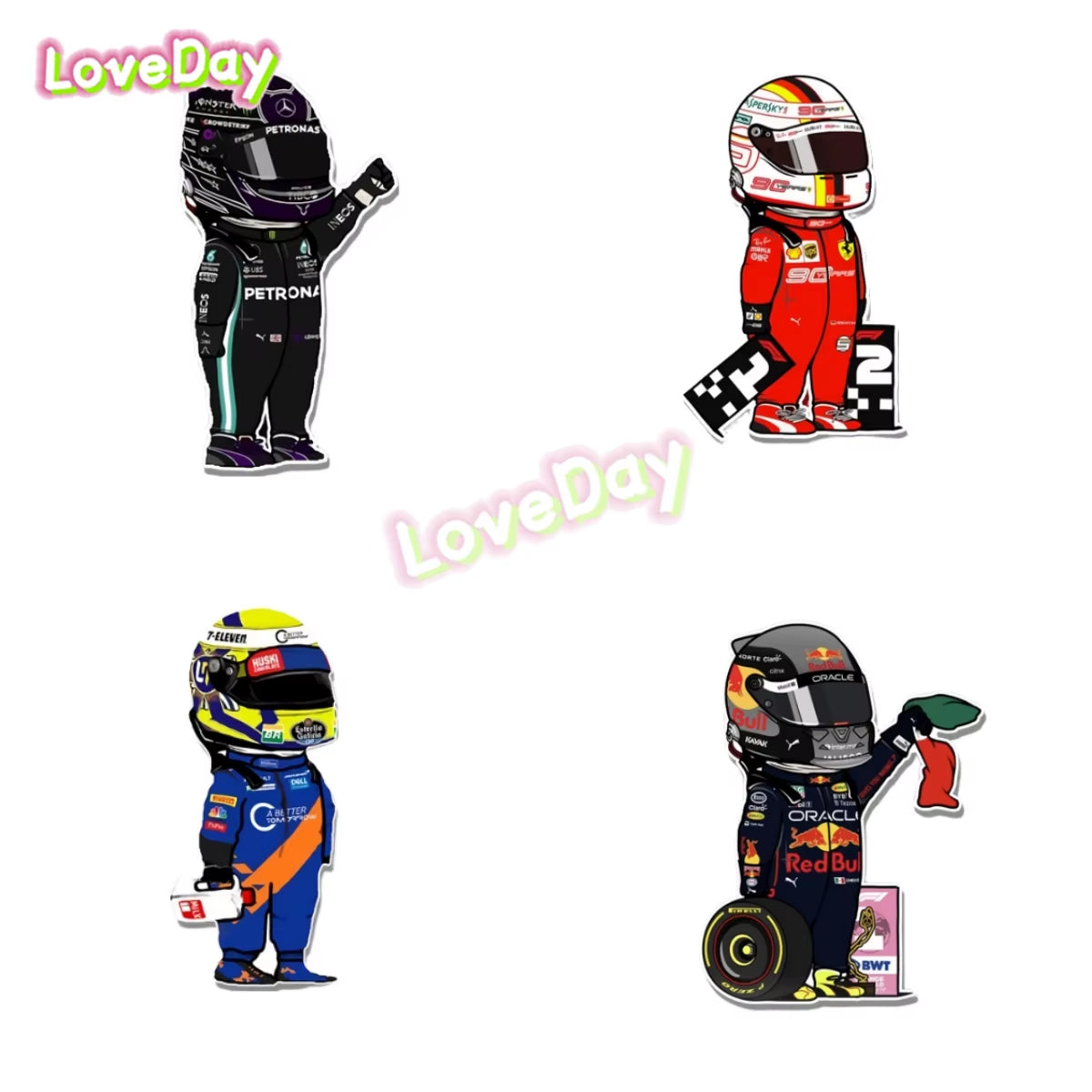 F1 Racing Cartoon Racer Sticker Motorcycle Sticker Vinyl Waterproof Glass Decals Sports Car Sticker Die Cut Sticker Auto Parts