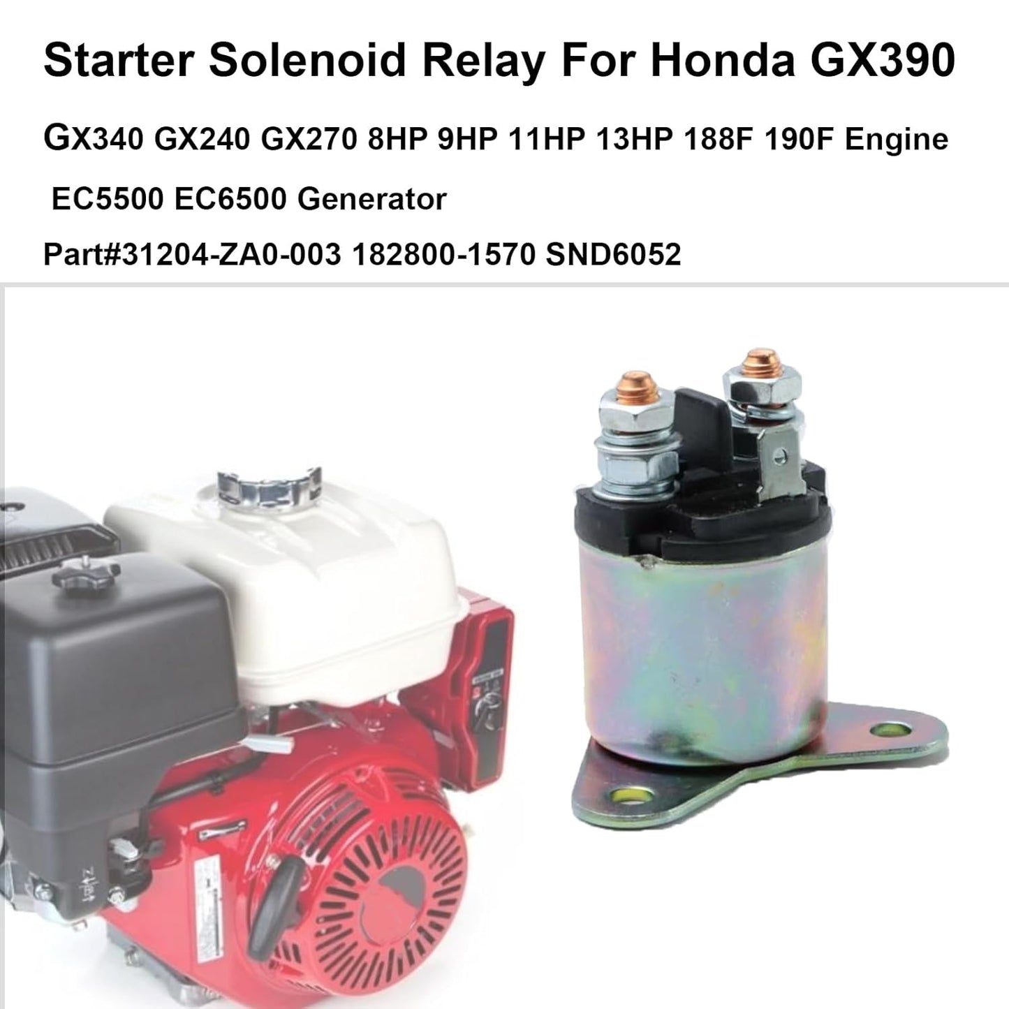 Motor Solenoid Starter Relay Compatible with Honda GX390 GX340 Compatible with Champion 5000 6000 7500 8000W Generator Motor Solenoid Starter 11HP 13HP 396Cc 420Cc Solenoid Starter Relay