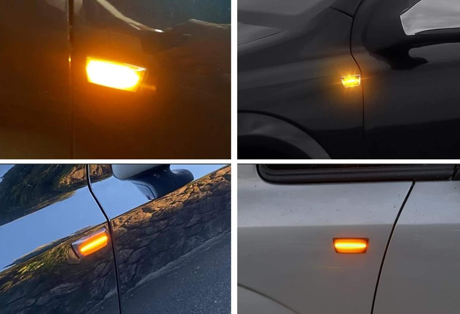 Smoked Lens Dynamic Sequential Blink/Flow Amber Full LED Front Side Marker Light Kit Compatible with 2013-2019 Buick/Opel Cascada, Replace OEM Fender Sidemarker Lamps