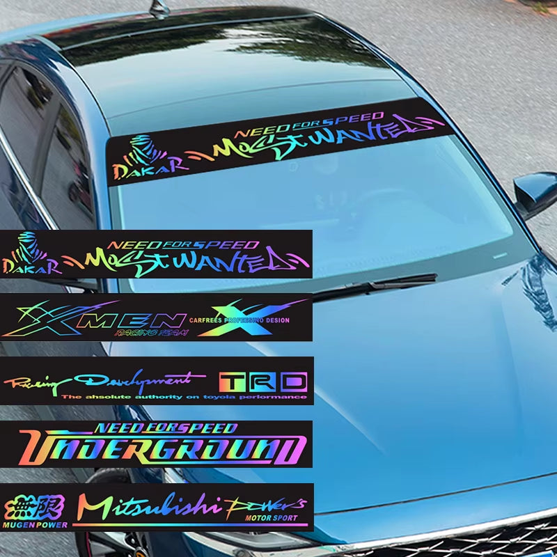New Styling Car Stickers Racing Car Front Windshield Stickers Laser Color Car Accessories Car Windshield Stickers 130Cmx21Cm