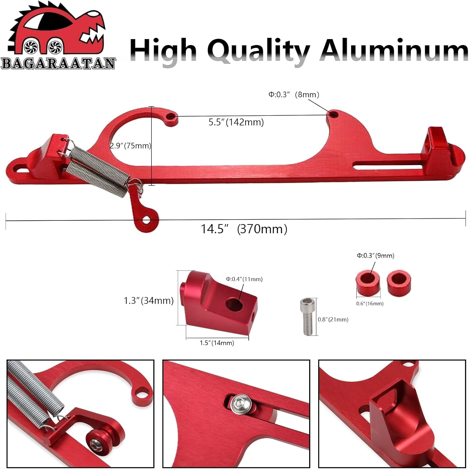 Throttle Cable Bracket for 4150 4160 Carburetors Billet Aluminum Adjustable Anodized Red