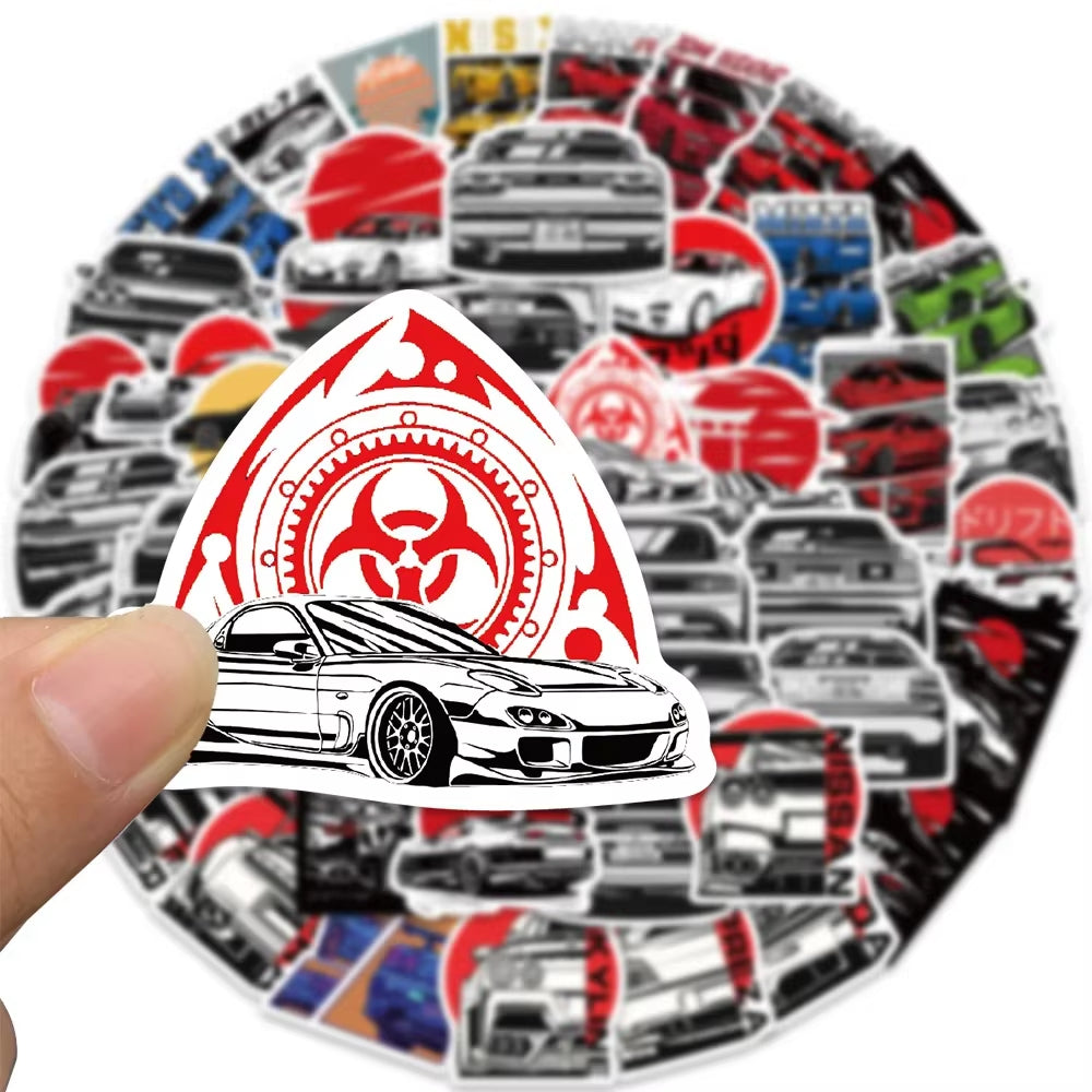 50PCS Japan JDM Racing Car Anime Graffiti Sticker Laptop Motorcycle Car Skateboard Waterproof Decal Kids Toy Gift Sticker