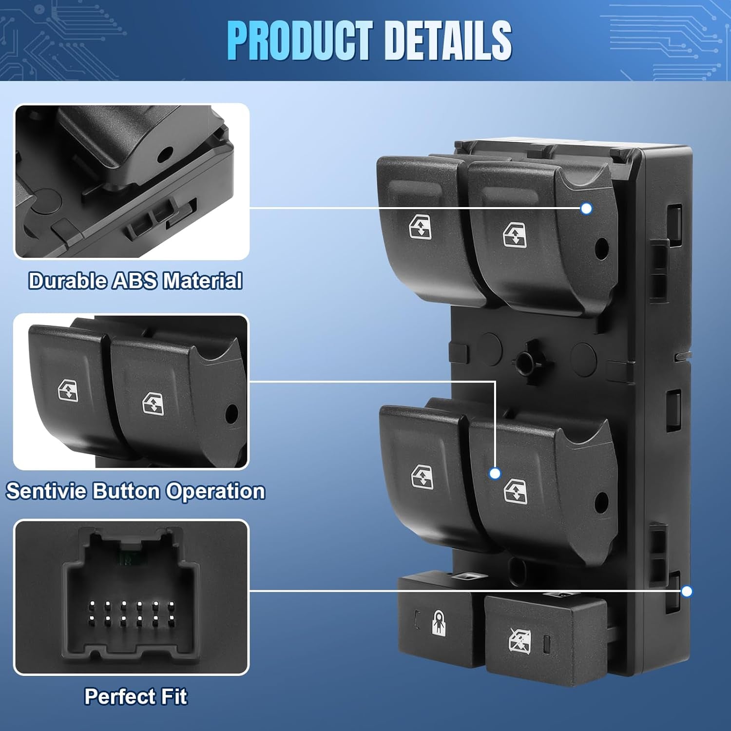 Master Power Window Switch Driver Side Compatible with 2014-2022 Chevy Silverado