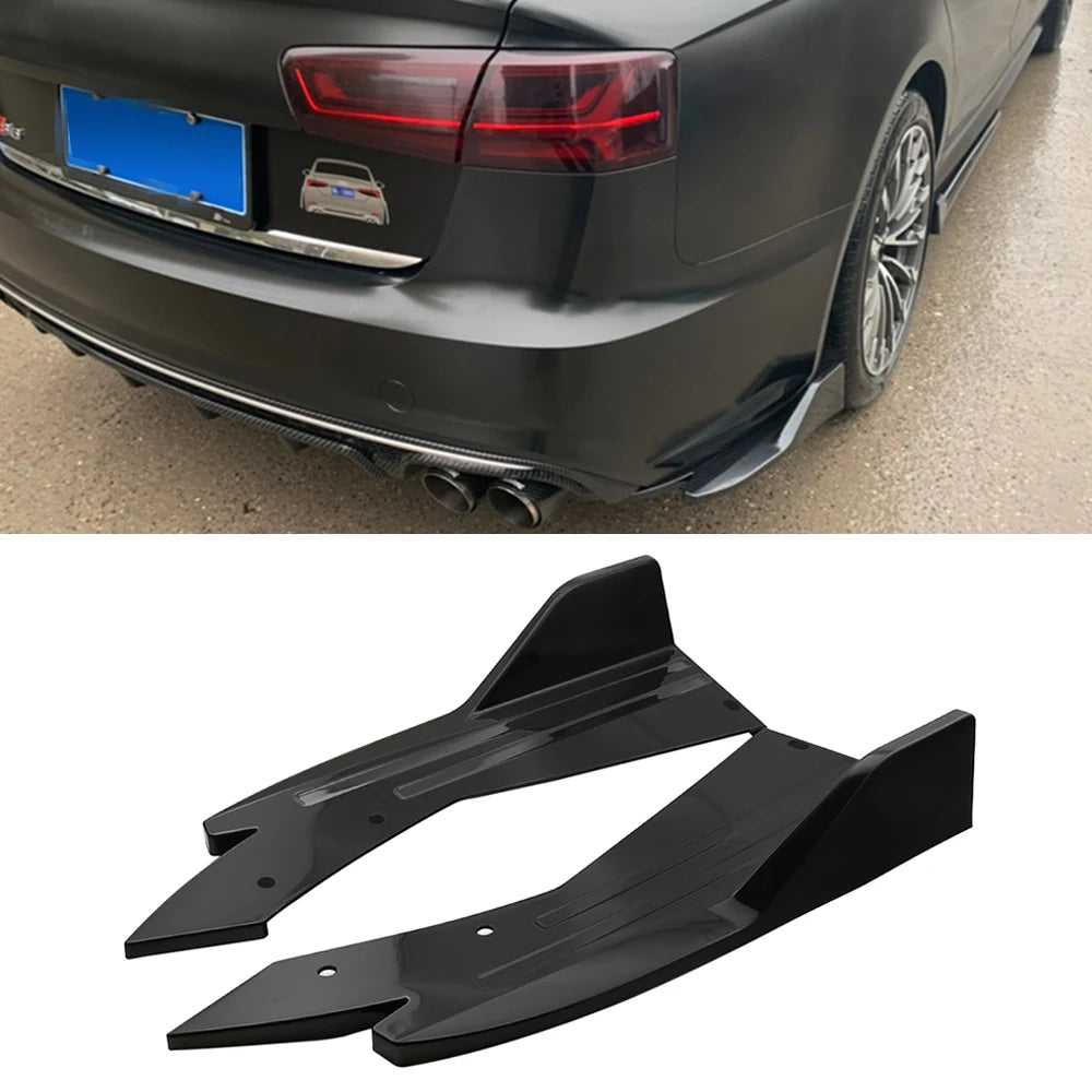 2PCS Rear Bumper Lip Splitter Universal Car Side Fender Fins Body Lip Spoiler Chin Side Skirt Protector Covers Carbon Fiber