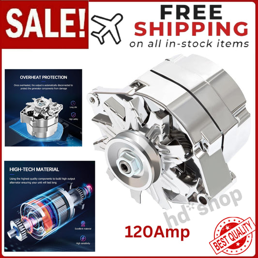 Automotive Alternator Compatible for 120Amp Chrome 1 Wire GM 305 350 BBC SBC NEW