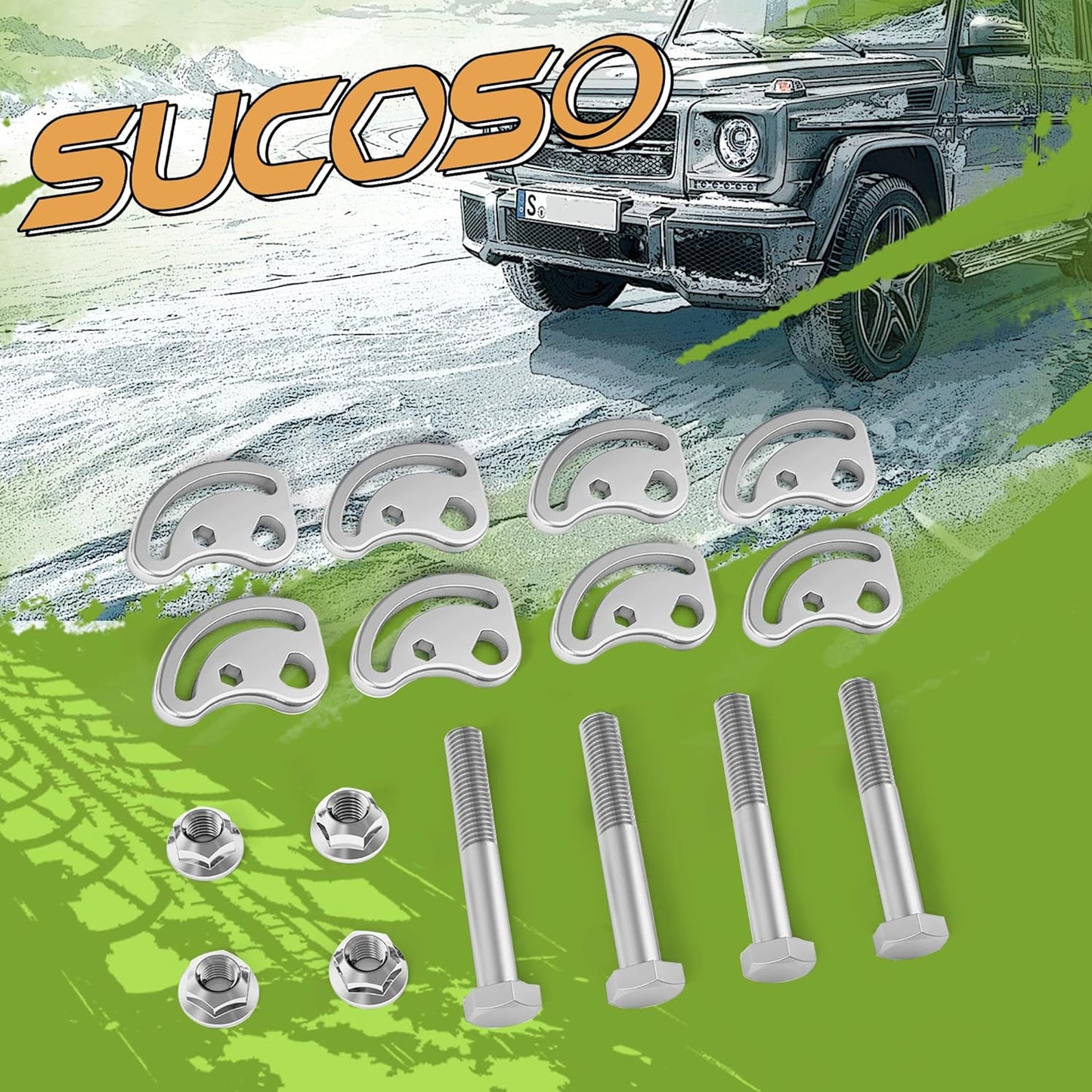 Camber Kit Fit for Chevrolet Silverado GMC Sierra Express Suburban 1500 2500 Yukon Tahoe Cadillac Escalade Hummer H2, 4PCS Camber Bolt ±1.5 Degree, Upper Control Arm Suspension Kit