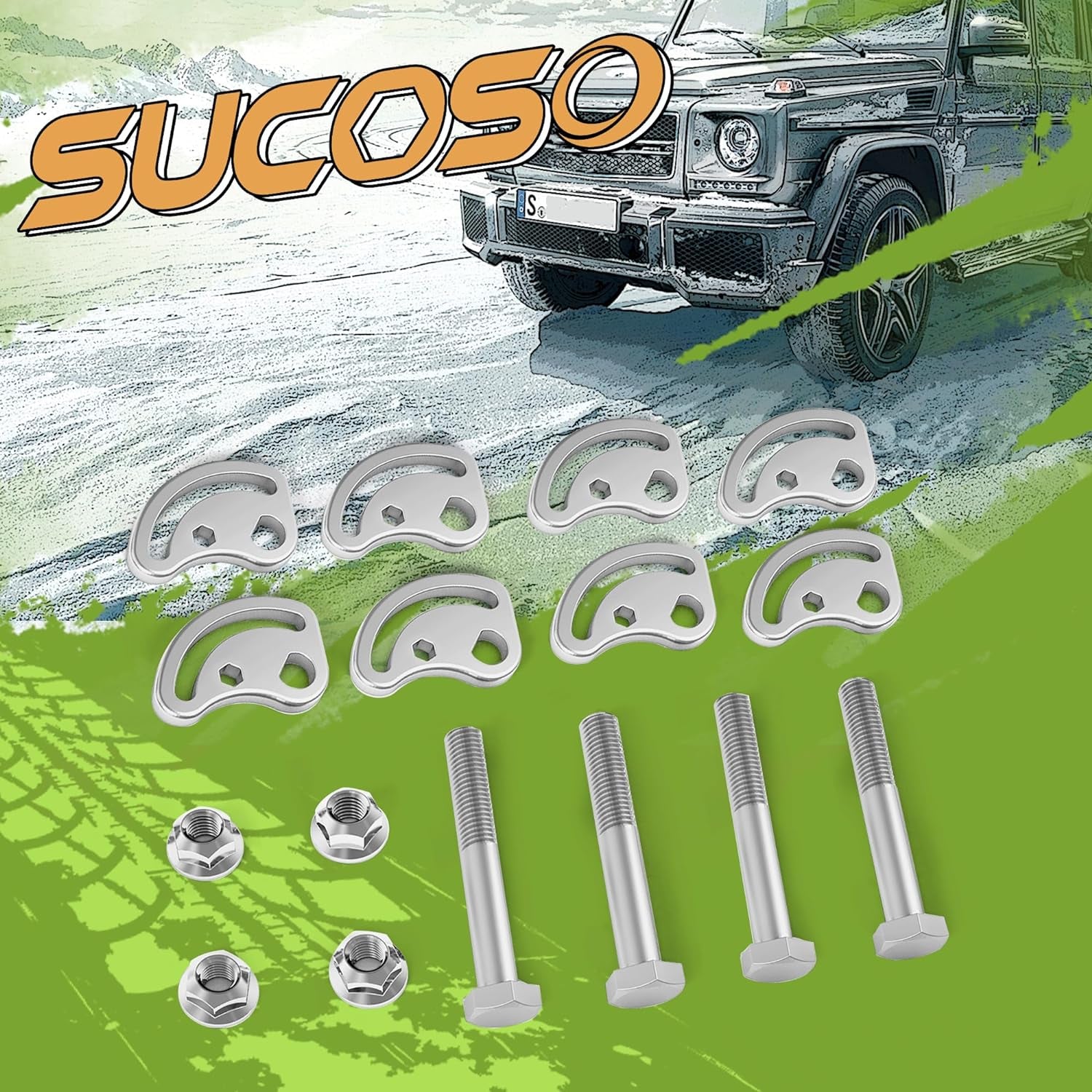 Camber Kit Fit for Chevrolet Silverado GMC Sierra Express Suburban 1500 2500 Yukon Tahoe Cadillac Escalade Hummer H2, 4PCS Camber Bolt ±1.5 Degree, Upper Control Arm Suspension Kit