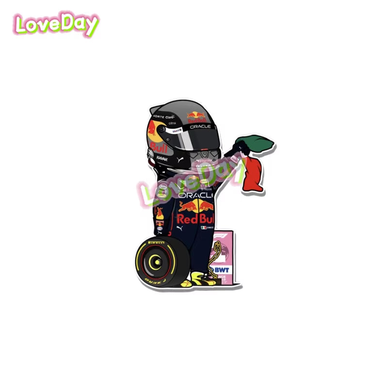 F1 Racing Cartoon Racer Sticker Motorcycle Sticker Vinyl Waterproof Glass Decals Sports Car Sticker Die Cut Sticker Auto Parts