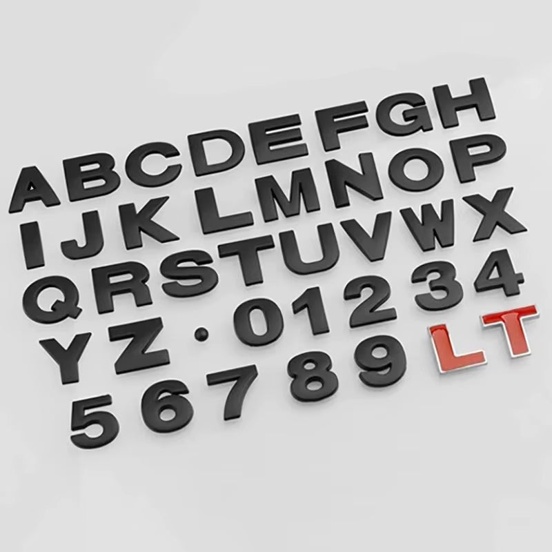 1Pc 3D Metal DIY Letters Logo Alphabet Emblem Numbers Chrome Labeling Car Trunk Sticker Digital Badge Motorcycle Accessories