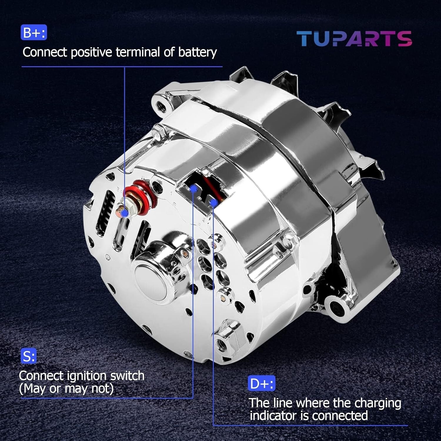 Automotive Alternator Compatible for 120Amp Chrome 1 Wire GM 305 350 BBC SBC NEW