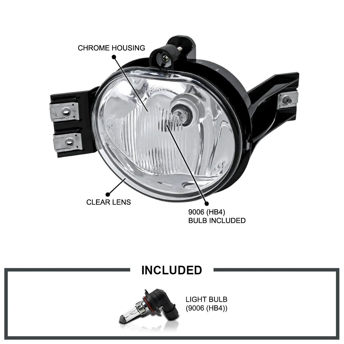 Clear Driving Fog Lights + Bulbs + Switch Compatible with 2002-2008 Dodge Ram 1500 2500 3500, 2004-2006 Dodge Durango, L+R Pair Assembly