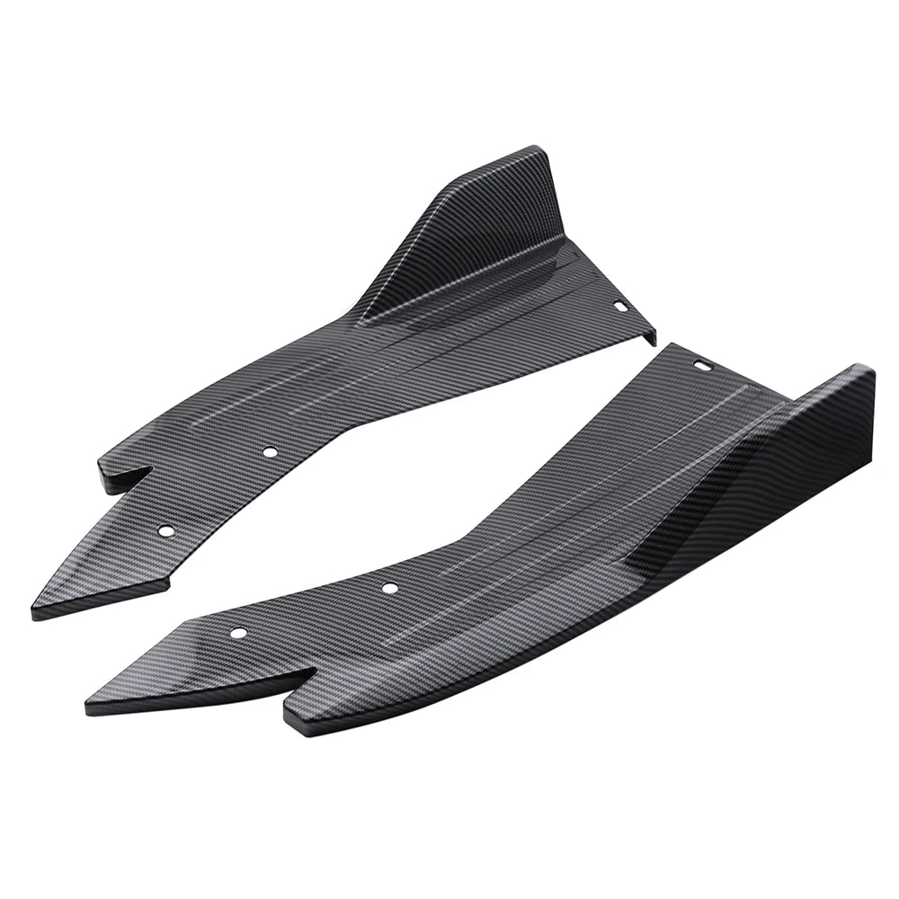 2PCS Rear Bumper Lip Splitter Universal Car Side Fender Fins Body Lip Spoiler Chin Side Skirt Protector Covers Carbon Fiber