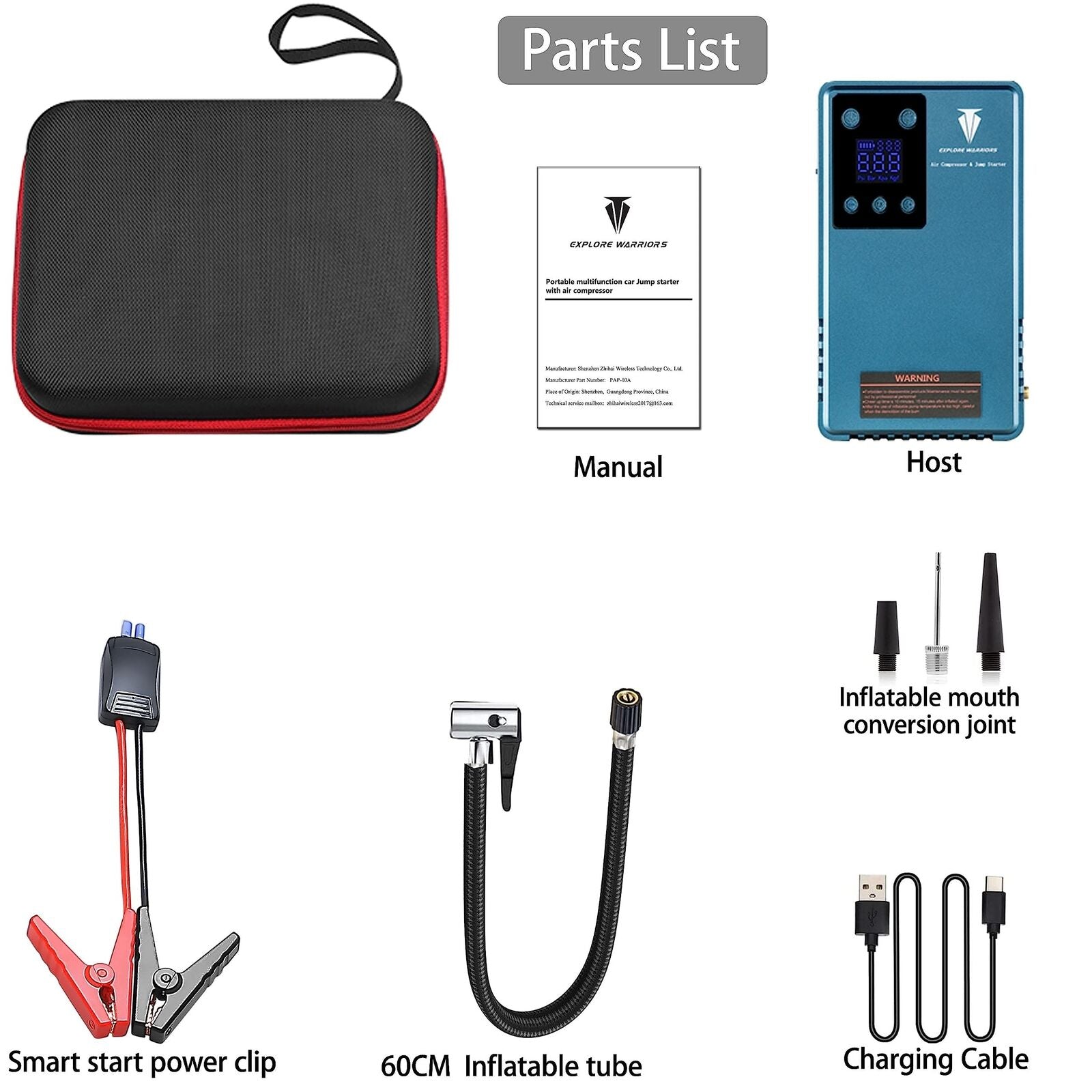 Jump Starter with Air Compressor,12V Car Jump Starter,Batter