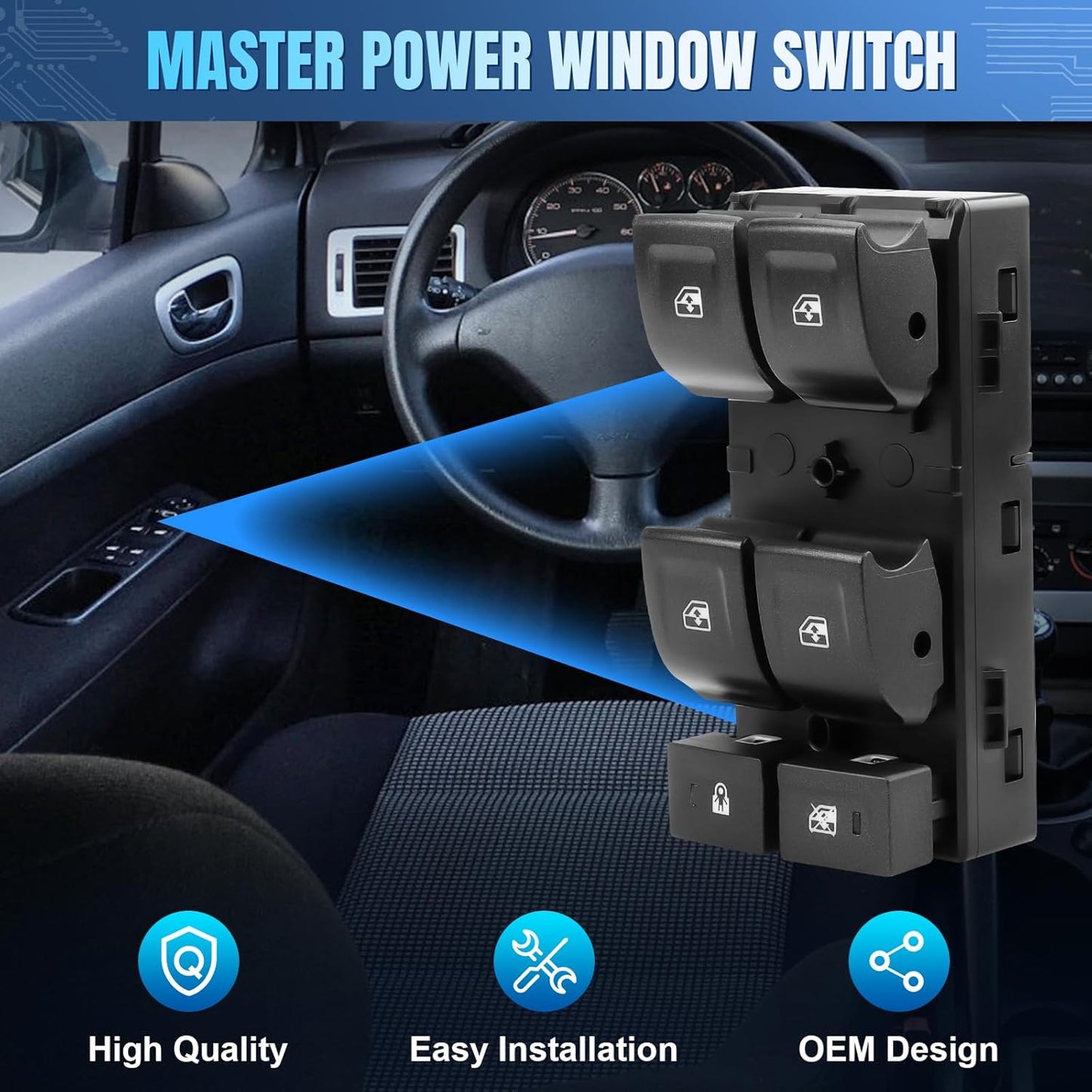 Master Power Window Switch Driver Side Compatible with 2014-2022 Chevy Silverado