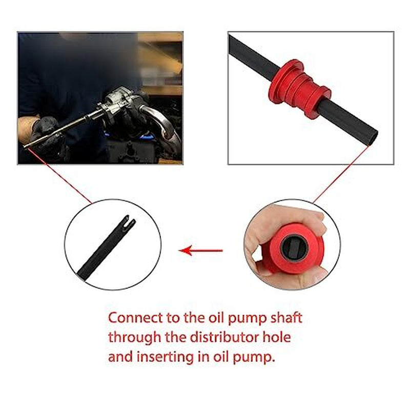 Oil Pump Primer Tool, Compatible with GM Chevy V6 V8 SBC 350 BBC 454 Small And