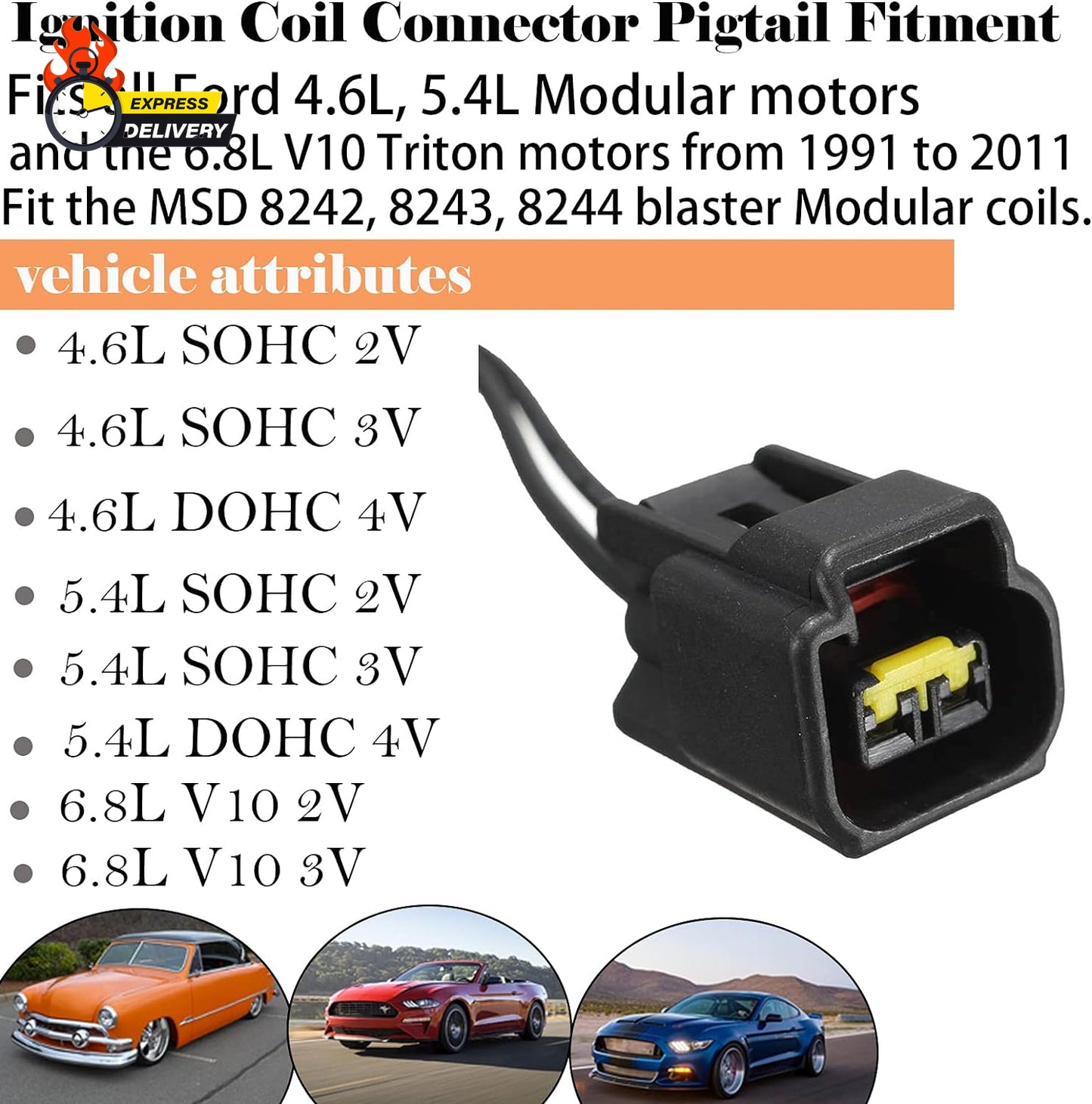 8 Pack Ford Ignition Coil Connector Plug Harness Compatible with Ford Ignition C
