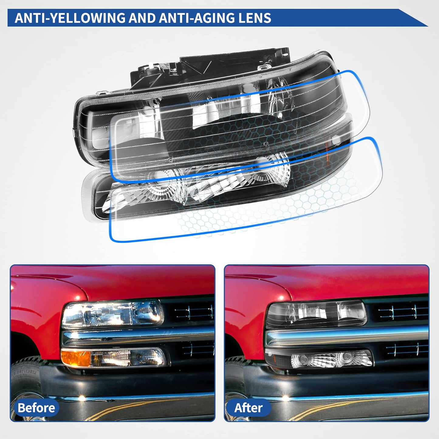 Headlight Assembly for 99-02 Chevy Silverado 1500 2500/01-02 Silverado 1500HD 25